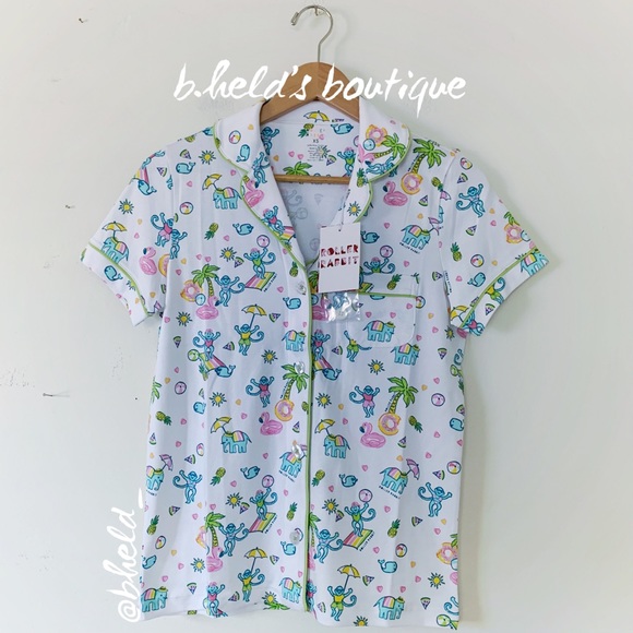 Roller Rabbit Pool Party Polo Pajamas in White Size X-Small (XS) Brand New NWT - Picture 3 of 17